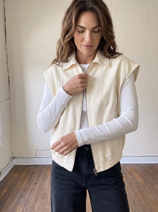Ivory Western Zip Front Vest