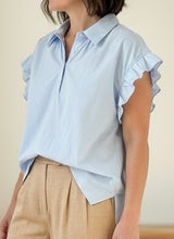 Load image into Gallery viewer, Ruffle Sleeve Cotton Popover Top
