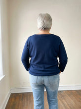 Load image into Gallery viewer, Navy Blue Fine Texture Boatneck Sweater
