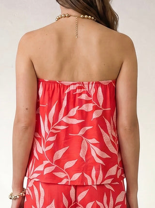 Sunset Palm Strapless Top