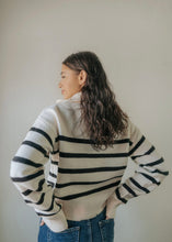Load image into Gallery viewer, Adrienne Striped 1/4 Zip Sweater | Cream/Black
