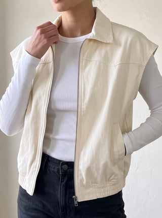 Ivory Western Zip Front Vest