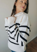 Load image into Gallery viewer, Adrienne Striped 1/4 Zip Sweater | Cream/Black
