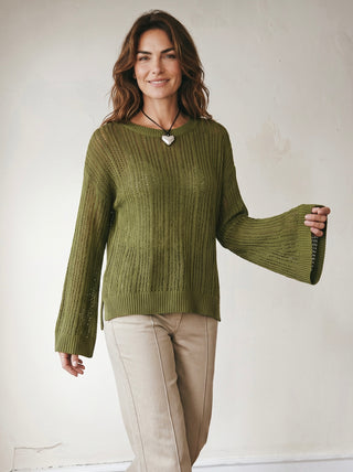 Olive Grove Open Knit Sweater
