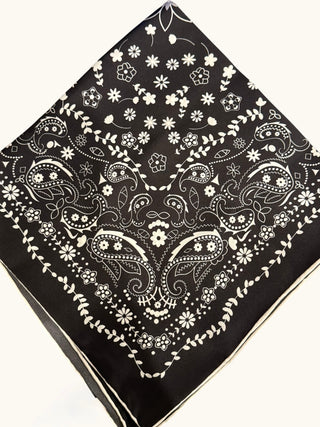 Heritage Paisley Mulberry Silk Scarf | Black
