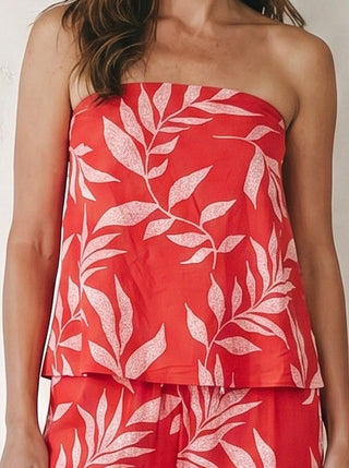 Sunset Palm Strapless Top