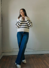 Load image into Gallery viewer, Adrienne Striped 1/4 Zip Sweater | Cream/Black
