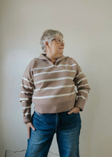 Load image into Gallery viewer, Adrienne Striped 1/4 Zip Sweater | Taupe/Cream
