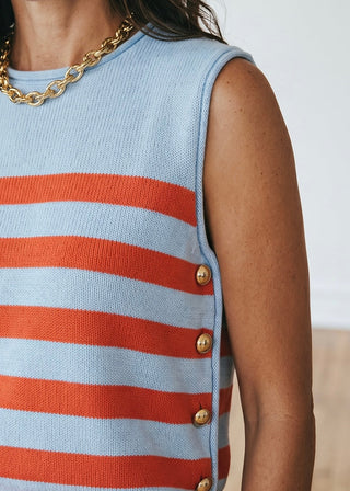 Harbor Stripe Button Tank