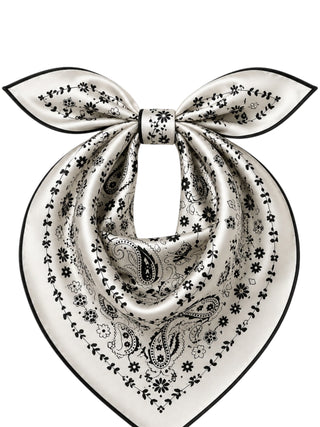 Heritage Paisley Mulberry Silk Scarf | White 