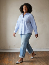 Load image into Gallery viewer, Blue Extended Size Classic Stripe Button-Down Shirt

