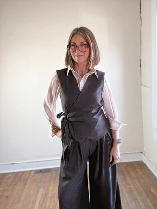 Chocolate Side Tie Wrap Vest