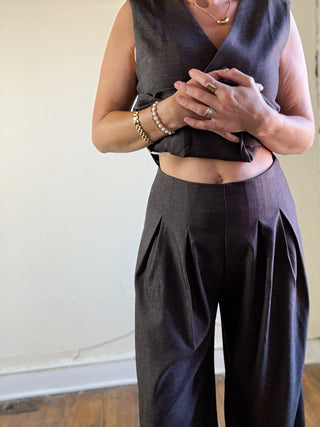 Chocolate Pleated Wide Leg Pants