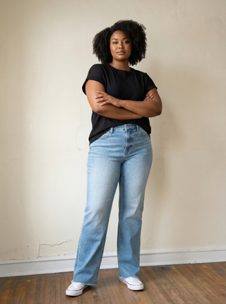 Extended High Rise Straight Jeans – Light Wash
