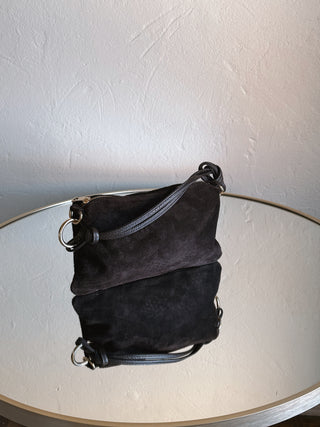 Sam Suede Shoulder Bag Dark Brown