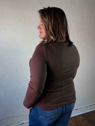 Extended Size Everyday Ease Boat Neck Knit Top | Brown