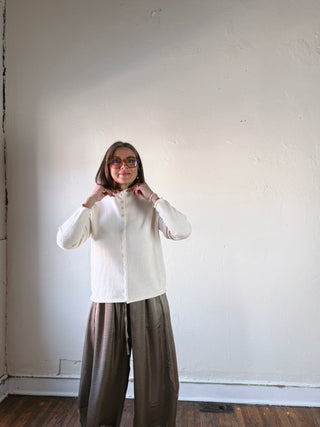 Classic Button-Up Knit Cardigan | Ivory