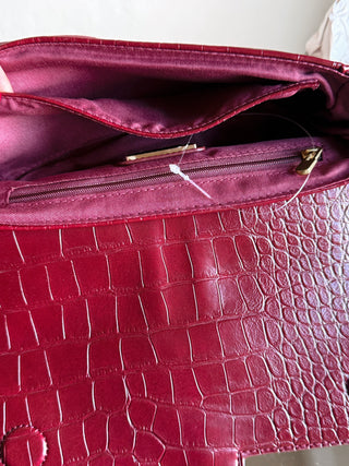Marsilee Croc Shoulder Bag | Burgundy