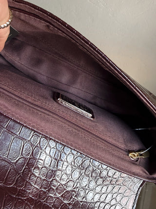 Marsilee Croc Shoulder Bag | Chocolate