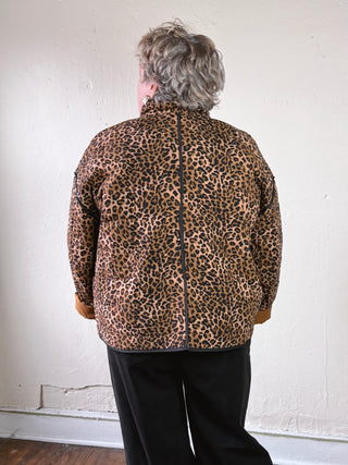Extended Size Wild Side Leopard Quilted Jacket