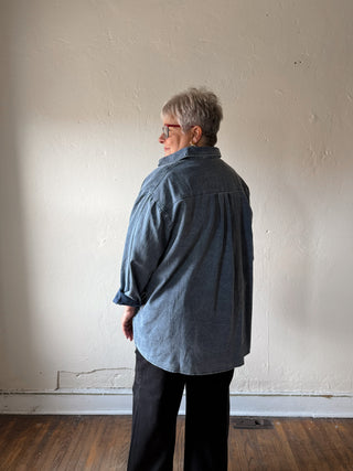 Oversized Pigment Washed Dress Shirt | Moonlight Blue