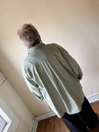 Oversized Pigment Washed Dress Shirt | Sage Fade