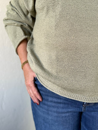 Extended Size Raw Edge Textured Pullover | Olive