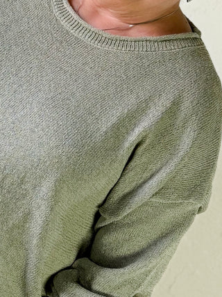 Extended Size Raw Edge Textured Pullover | Olive