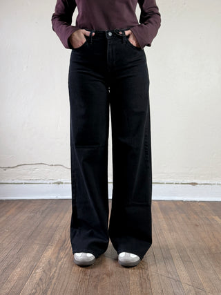 Just Black Denim Stretch Wide Leg Jean | Deep Black