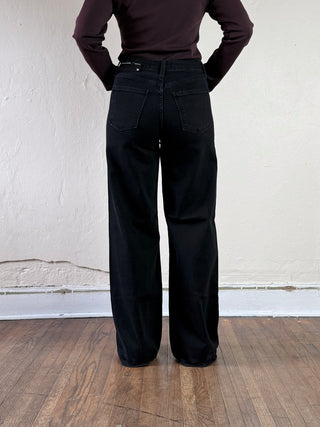 Just Black Denim Stretch Wide Leg Jean | Deep Black