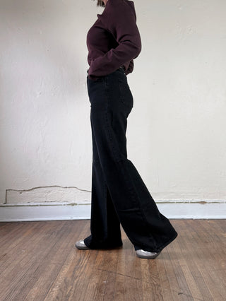 Just Black Denim Stretch Wide Leg Jean | Deep Black