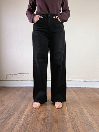 Just Black Denim Scissor Cut Palazzo Jean | Black