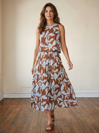 Terracotta Breeze Midi Skirt