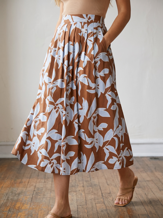 Terracotta Breeze Midi Skirt