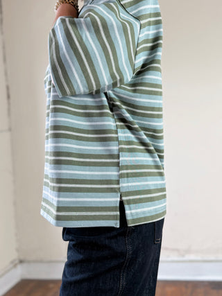 Striped Tee with Detachable Scarf