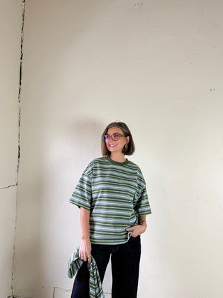 Striped Tee with Detachable Scarf