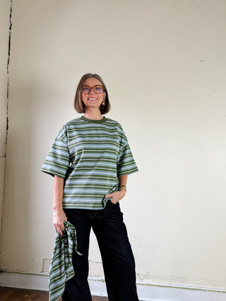 Striped Tee with Detachable Scarf