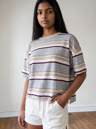Desert Sky Striped Cropped Tee
