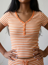 Load image into Gallery viewer, Sunset Stripe Henley Tee
