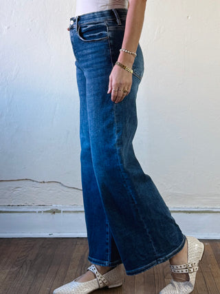 Risen Tummy Control Crop Wide Leg Jeans