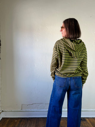 Striped Longsleeve with Detachable Scarf | Olive/Sage