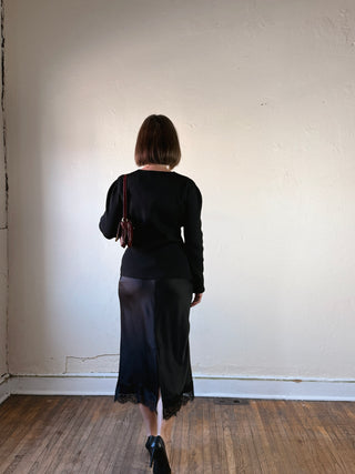 Fitted Ribbed Button Cardigan | Black