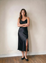 Load image into Gallery viewer, The Wardrobe Hero Satin Slip Dress | Black
