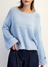 Load image into Gallery viewer, Textured Boat Neck Sweater | Baby Blue
