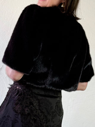 LOVE TREE short sleeve faux fur cropped jacket in espresso, stylish FWJK jacket with soft textured faux fur.