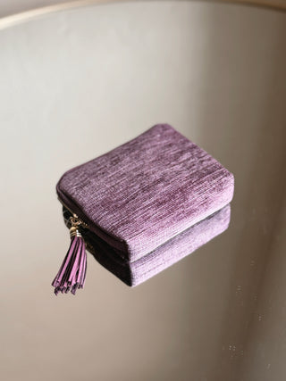 Dusty purple velvet tassel jewelry travel pouch by DIPPED SHOP