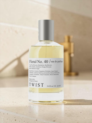 Twist Floral No 40 perfume gift box by Twist Perfumes featuring gardenia and floral design inspired by Gucci Flora Gardenia.