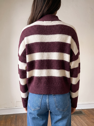 Striped Mock Neck Sweater