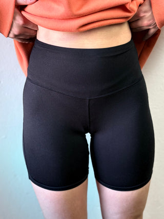 Brushed Microfiber Wide Waistband Biker Shorts