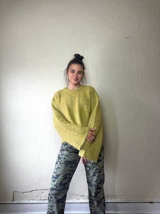 MOD REF Limoncello textured knit sweater, cozy pullover with vibrant lemon yellow color, soft fabric, and stylish design.